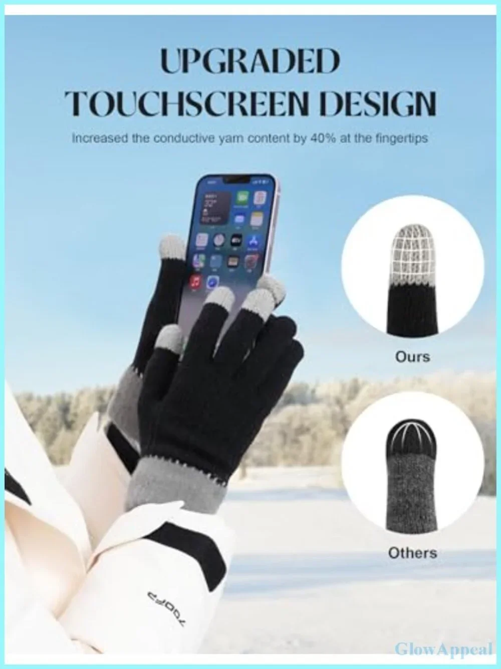 Women's Winter Touch Screen Gloves, 4 Pairs Thermal Warm Knit Gloves